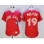 Men Toronto Blue Jays #19 Paul Molitor Majestic Red Flexbase Authentic Collection Player Jersey[Molitor]