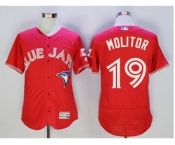 Men Toronto Blue Jays #19 Paul Molitor Majestic Red Flexbase Authentic Collection Player Jersey[Molitor]