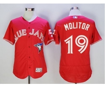 Men Toronto Blue Jays #19 Paul Molitor Majestic Red Flexbase Authentic Collection Player Jersey[Molitor]