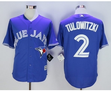 Men Toronto Blue Jays #2 Troy Tulowitzki Blue 2016 Official Cool Base Jersey