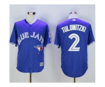 Men Toronto Blue Jays #2 Troy Tulowitzki Blue New Cool Base 40th Anniversary Stitched Baseball Jersey