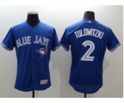 Men Toronto Blue Jays #2 Troy Tulowitzki Majestic Blue Flexbase Authentic Collection Player Jersey