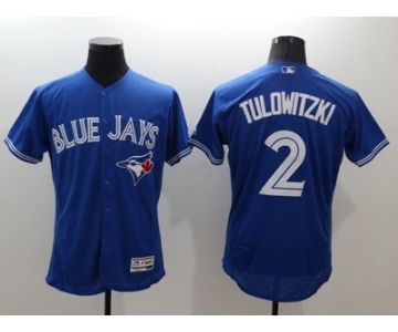 Men Toronto Blue Jays #2 Troy Tulowitzki Majestic Blue Flexbase Authentic Collection Player Jersey