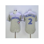 Men Toronto Blue Jays #2 Troy Tulowitzki Majestic Gray Flexbase Authentic Collection Player Jersey