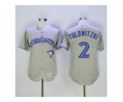 Men Toronto Blue Jays #2 Troy Tulowitzki Majestic Gray Flexbase Authentic Collection Player Jersey