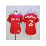 Men Toronto Blue Jays #2 Troy Tulowitzki Majestic Red Flexbase Authentic Collection Player Jersey