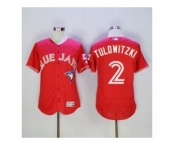 Men Toronto Blue Jays #2 Troy Tulowitzki Majestic Red Flexbase Authentic Collection Player Jersey