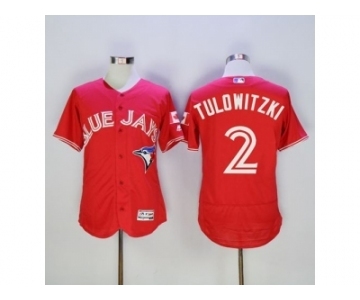 Men Toronto Blue Jays #2 Troy Tulowitzki Majestic Red Flexbase Authentic Collection Player Jersey