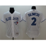 Men Toronto Blue Jays #2 Troy Tulowitzki Majestic white Flexbase Authentic Collection Player Jersey