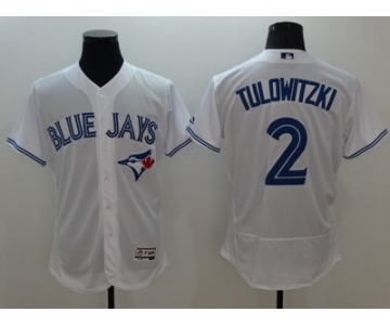 Men Toronto Blue Jays #2 Troy Tulowitzki Majestic white Flexbase Authentic Collection Player Jersey