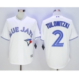 Men Toronto Blue Jays #2 Troy Tulowitzki White 2016 Official Cool Base Jersey