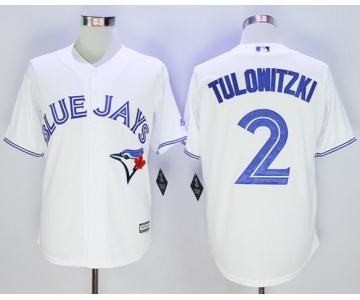 Men Toronto Blue Jays #2 Troy Tulowitzki White 2016 Official Cool Base Jersey