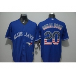 Men Toronto Blue Jays #20 Josh Donaldson Blue USA Flag Fashion Cool Base Jersey