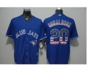 Men Toronto Blue Jays #20 Josh Donaldson Blue USA Flag Fashion Cool Base Jersey