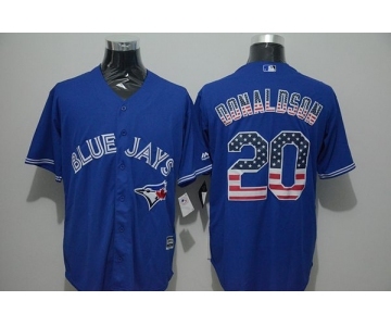 Men Toronto Blue Jays #20 Josh Donaldson Blue USA Flag Fashion Cool Base Jersey