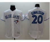 Men Toronto Blue Jays #20 Josh Donaldson Majestic white Royal 40th Anniversary Flexbase Authentic Collection Jersey