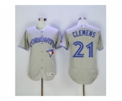 Men Toronto Blue Jays #21 Roger Clemens Majestic Gray Flexbase Authentic Collection Player Jersey