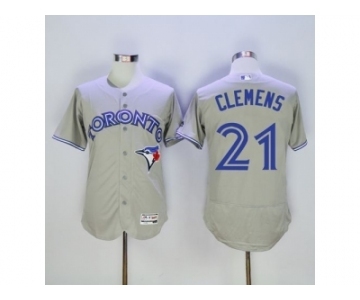 Men Toronto Blue Jays #21 Roger Clemens Majestic Gray Flexbase Authentic Collection Player Jersey