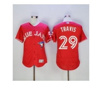 Men Toronto Blue Jays #29 Devon Travis Majestic Red Flexbase Authentic Collection Player Jersey[Travis]