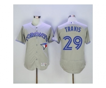 Men Toronto Blue Jays #29 Devon travis Majestic Gray Flexbase Authentic Collection Player Jersey