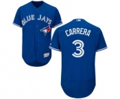 Men Toronto Blue Jays #3 ezequiel carrera Majestic Blue Flexbase Authentic Collection Player Jersey