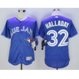 Men Toronto Blue Jays #32 Roy Halladay Majestic Blue Flexbase Authentic Collection Player Jersey