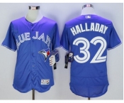 Men Toronto Blue Jays #32 Roy Halladay Majestic Blue Flexbase Authentic Collection Player Jersey