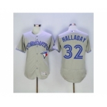 Men Toronto Blue Jays #32 Roy Halladay Majestic Gray Flexbase Authentic Collection Player Jersey