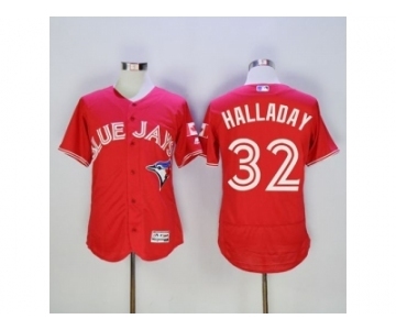 Men Toronto Blue Jays #32 Roy Halladay Majestic Red Flexbase Authentic Collection Player Jersey