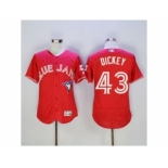 Men Toronto Blue Jays #43 R.A. Dickey Majestic Red Flexbase Authentic Collection Player Jersey