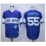 Men Toronto Blue Jays #55 Russell Martin Blue 2016 Official Cool Base Jersey