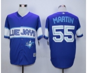 Men Toronto Blue Jays #55 Russell Martin Blue 2016 Official Cool Base Jersey