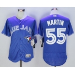 Men Toronto Blue Jays #55 Russell Martin Majestic Blue Flexbase Authentic Collection Player Jersey