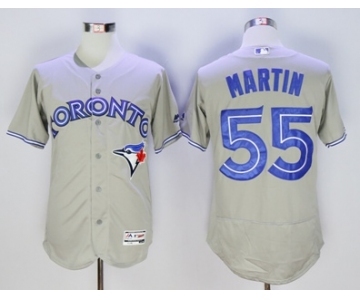 Men Toronto Blue Jays #55 Russell Martin Majestic Gray Flexbase Authentic Collection Player Jersey