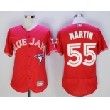 Men Toronto Blue Jays #55 Russell Martin Majestic Red Flexbase Authentic Collection Player Jersey