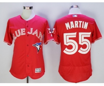 Men Toronto Blue Jays #55 Russell Martin Majestic Red Flexbase Authentic Collection Player Jersey