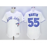 Men Toronto Blue Jays #55 Russell Martin Majestic White Flexbase Authentic Collection Player Jersey