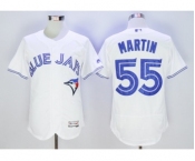 Men Toronto Blue Jays #55 Russell Martin Majestic White Flexbase Authentic Collection Player Jersey