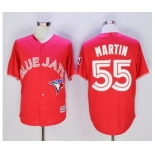 Men Toronto Blue Jays #55 Russell Martin Red 2016 Official Cool Base Jersey