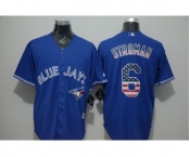 Men Toronto Blue Jays #6 Marcus Stroman Blue USA Flag Fashion Cool Base Jersey