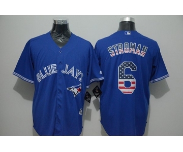 Men Toronto Blue Jays #6 Marcus Stroman Blue USA Flag Fashion Cool Base Jersey