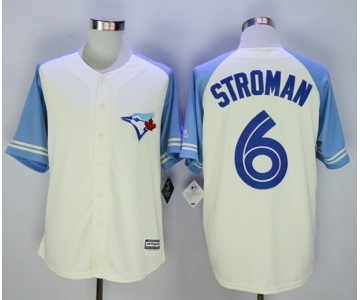 Men Toronto Blue Jays #6 Marcus Stroman Cream Blue Exclusive 2016 Official Cool Base Jersey