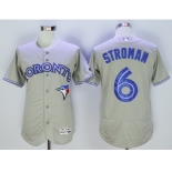 Men Toronto Blue Jays #6 Marcus Stroman Majestic Gray Flexbase Authentic Collection Player Jersey