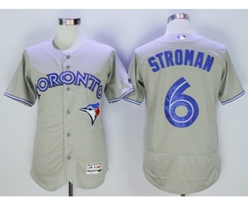 Men Toronto Blue Jays #6 Marcus Stroman Majestic Gray Flexbase Authentic Collection Player Jersey