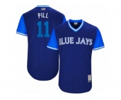 Men's 2017 Little League World Series Blue Jays #11 Kevin Pillar Pill Royal Jersey