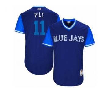 Men's 2017 Little League World Series Blue Jays #11 Kevin Pillar Pill Royal Jersey