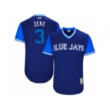 Men's 2017 Little League World Series Blue Jays #3 Ezequiel Carrera Zeke Royal Jersey