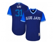 Men's 2017 Little League World Series Blue Jays #31 Joe Biagini Gini Royal Jersey