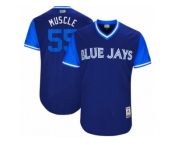 Men's 2017 Little League World Series Blue Jays #55 Russell Martin Muscle Royal Jersey