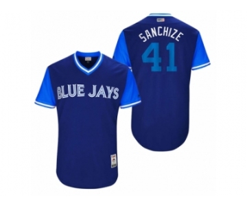 Men's 2017 Little League World Series Blue Jays Aaron Sanchez #41 Sanchize Royal Jersey